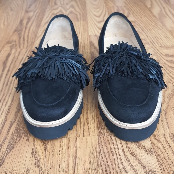 Ron White X Vibram "Skylar" Fringe Loafer Womens 37 Onyx Black Suede Italy - Picture 10 of 13